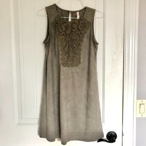 Suede Army Green Mini Dress Size 2 or 4